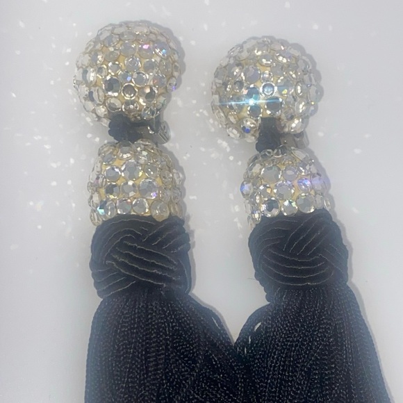 James Arpad Rhinestone Tassel Drop Vintage Earrings Excellent Condition - Picture 9 of 10